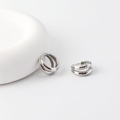 Rhodium Plated Hoop Earrings, Silver Color Round Hoops,Hoop Earrings | Finished Earrings