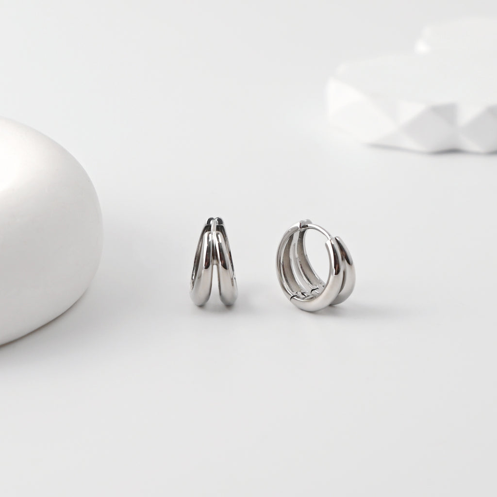 Rhodium Plated Hoop Earrings, Silver Color Round Hoops,Hoop Earrings | Finished Earrings