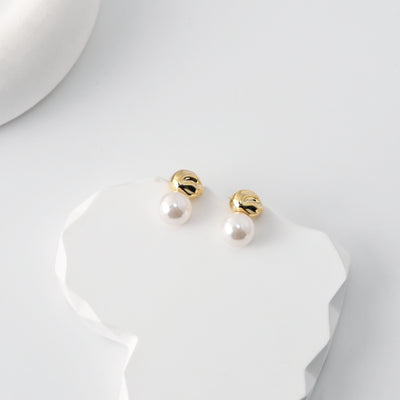 Stud Earrings | ABS Pearl, 18K Gold Plated, S925 Silver Ear Pin, Finished Earring