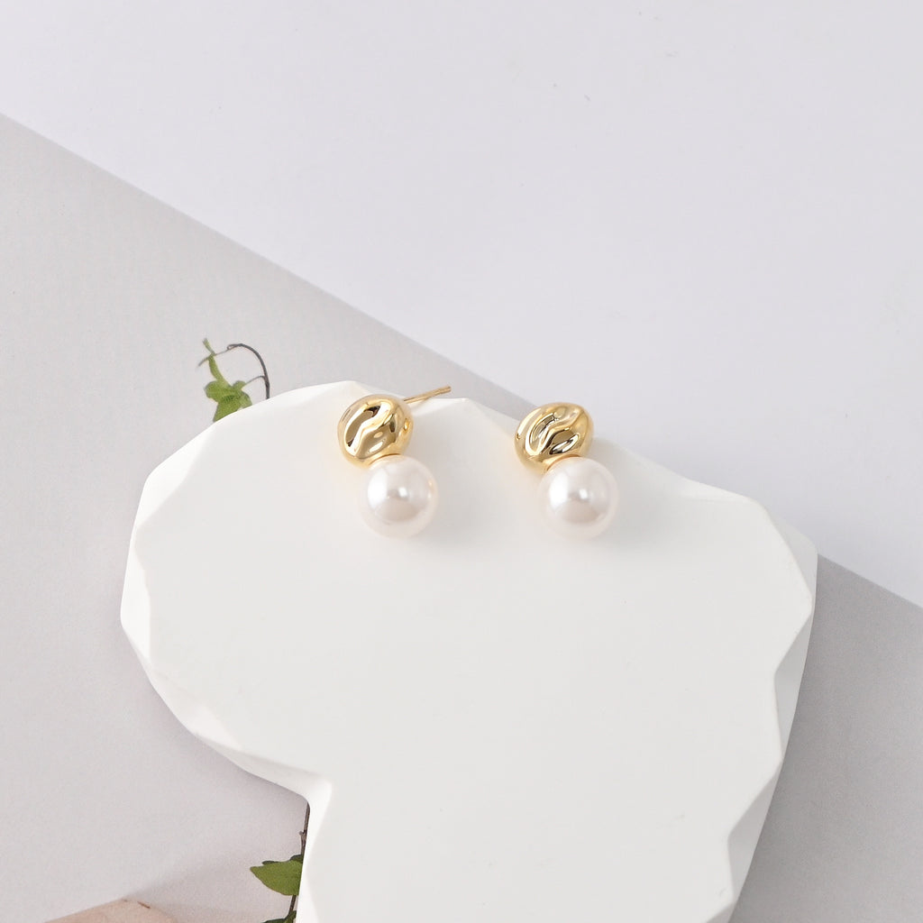 Stud Earrings | ABS Pearl, 18K Gold Plated, S925 Silver Ear Pin, Finished Earring
