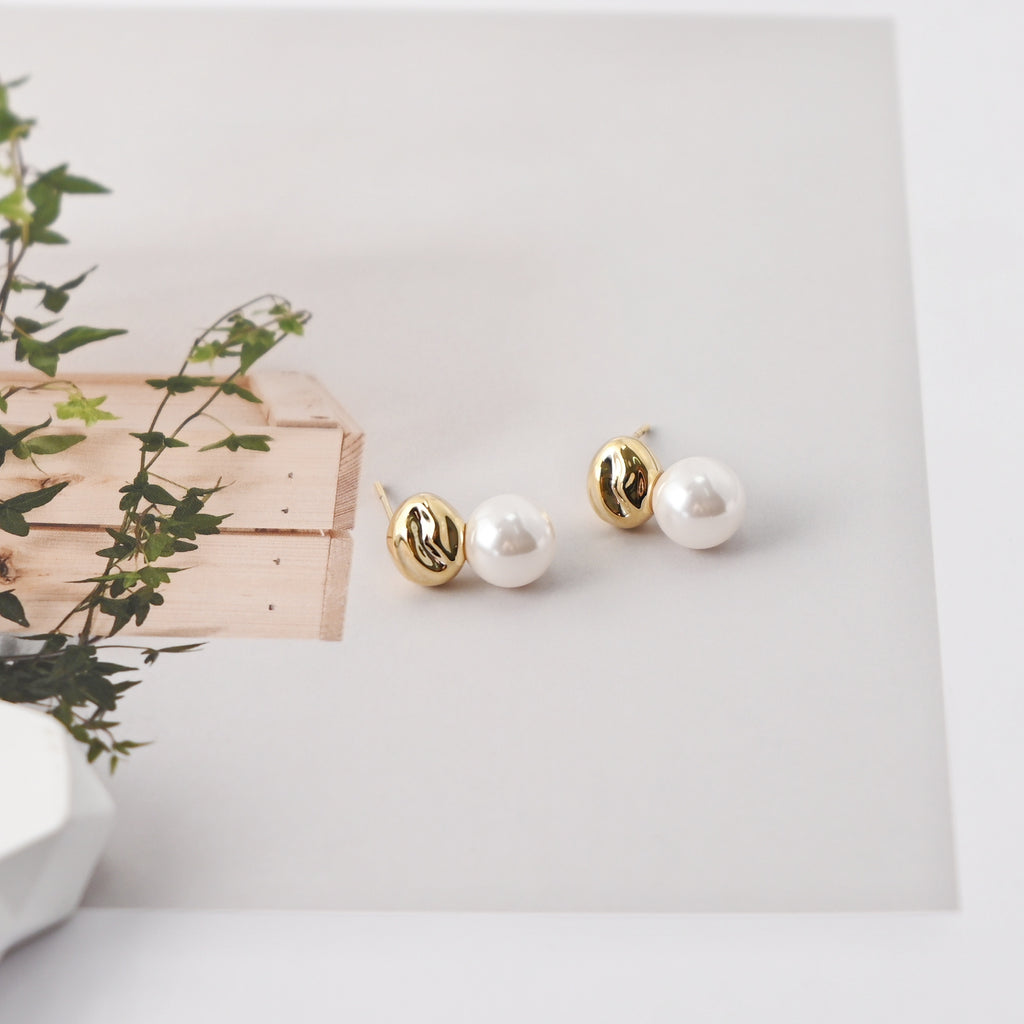 Stud Earrings | ABS Pearl, 18K Gold Plated, S925 Silver Ear Pin, Finished Earring