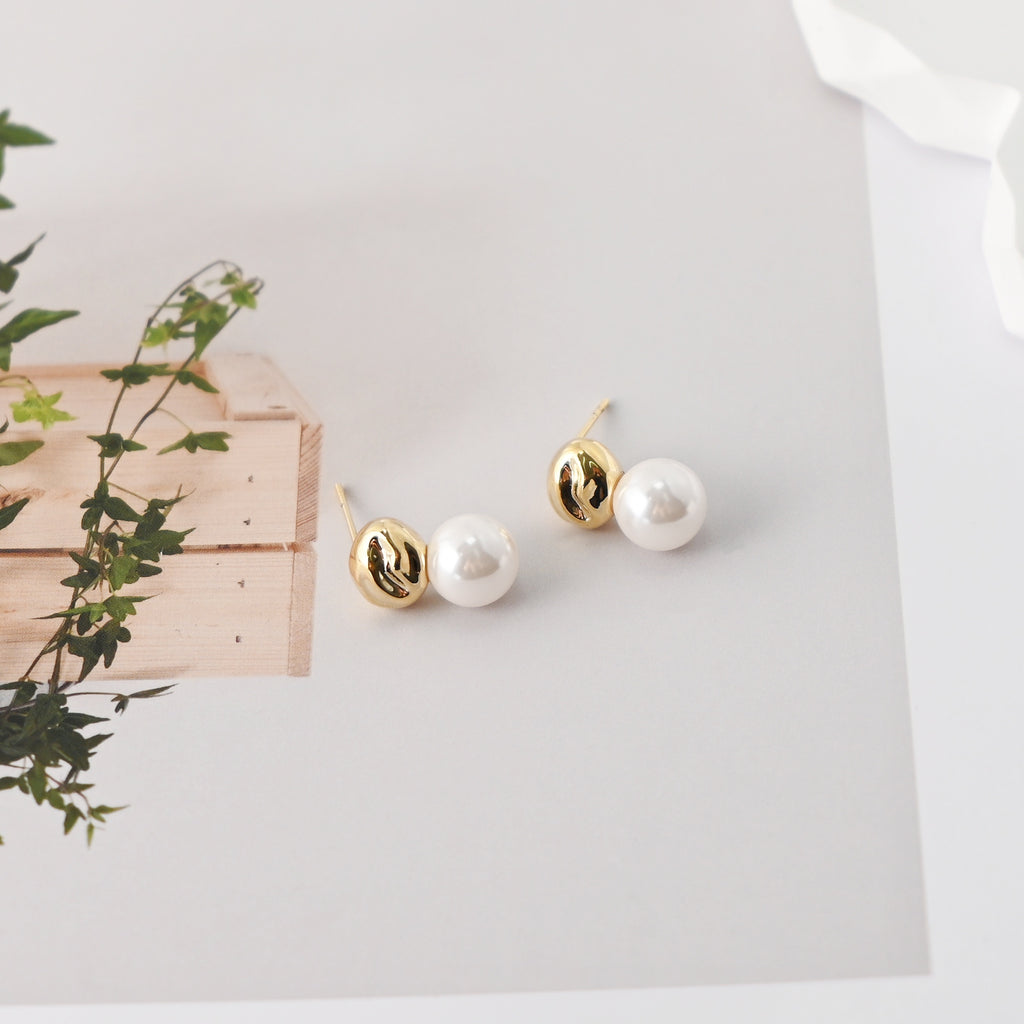 Stud Earrings | ABS Pearl, 18K Gold Plated, S925 Silver Ear Pin, Finished Earring