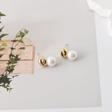 Load image into Gallery viewer, Stud Earrings | ABS Pearl, 18K Gold Plated, S925 Silver Ear Pin, Finished Earring