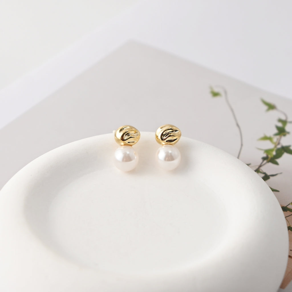 Stud Earrings | ABS Pearl, 18K Gold Plated, S925 Silver Ear Pin, Finished Earring