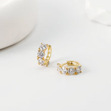 Load image into Gallery viewer, 18K Gold-Plated Hoop Earrings, CZ Pave Round Hoops, Hoop Earrings | Finished Earrings