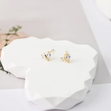 Load image into Gallery viewer, Heart-Shaped Stud Earrings, Zircon Stone Inlaid, 18K Gold Plated, S925 Ear Pin |Finished Earring