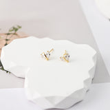 Heart-Shaped Stud Earrings, Zircon Stone Inlaid, 18K Gold Plated, S925 Ear Pin |Finished Earring