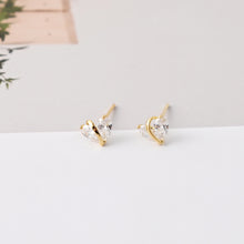 Load image into Gallery viewer, Heart-Shaped Stud Earrings, Zircon Stone Inlaid, 18K Gold Plated, S925 Ear Pin |Finished Earring