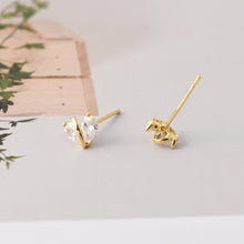Load image into Gallery viewer, Heart-Shaped Stud Earrings, Zircon Stone Inlaid, 18K Gold Plated, S925 Ear Pin |Finished Earring