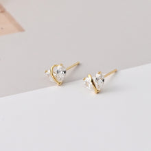 Load image into Gallery viewer, Heart-Shaped Stud Earrings, Zircon Stone Inlaid, 18K Gold Plated, S925 Ear Pin |Finished Earring