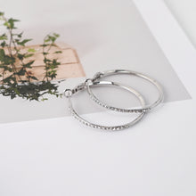 Load image into Gallery viewer, Rhodium Plated Hoop Earrings, Silver CZ Pave Hoops, Hoop Earrings | Finished Earrings