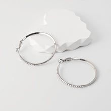 Load image into Gallery viewer, Rhodium Plated Hoop Earrings, Silver CZ Pave Hoops, Hoop Earrings | Finished Earrings