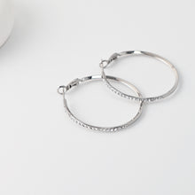 Load image into Gallery viewer, Rhodium Plated Hoop Earrings, Silver CZ Pave Hoops, Hoop Earrings | Finished Earrings