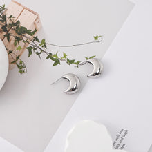 Load image into Gallery viewer, C Shape Earrings | Rhodium Plated, Silver Moon-shaped Post Earring, S925 Sterling Silver Ear Pin, Finished Earring