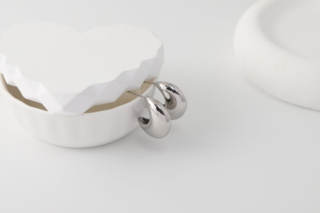 C Shape Earrings | Rhodium Plated, Silver Moon-shaped Post Earring, S925 Sterling Silver Ear Pin, Finished Earring