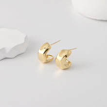 Load image into Gallery viewer, C Shape Earrings | 18K Gold Plated, S925 Sterling Silver Ear Pin, Finished Earring