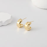 C Shape Earrings | 18K Gold Plated, S925 Sterling Silver Ear Pin, Finished Earring