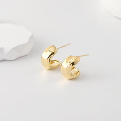 C Shape Earrings | 18K Gold Plated, S925 Sterling Silver Ear Pin, Finished Earring