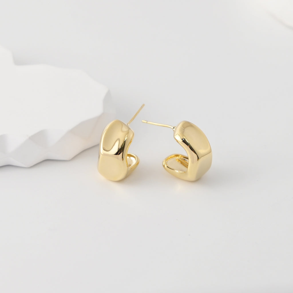 C Shape Earrings | 18K Gold Plated, S925 Sterling Silver Ear Pin, Finished Earring