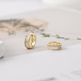 18K Gold-Plated Hoop Earrings, Sterling Silver Made, CZ Pave Hoop, Round Hoops, MOP Hoop, | Finished Earrings