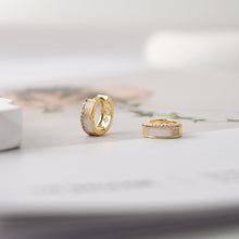 Load image into Gallery viewer, 18K Gold-Plated Hoop Earrings, Sterling Silver Made, CZ Pave Hoop, Round Hoops, MOP Hoop, | Finished Earrings