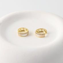 Load image into Gallery viewer, 18K Gold-Plated Hoop Earrings, Sterling Silver Made, CZ Pave Hoop, Round Hoops, MOP Hoop, | Finished Earrings