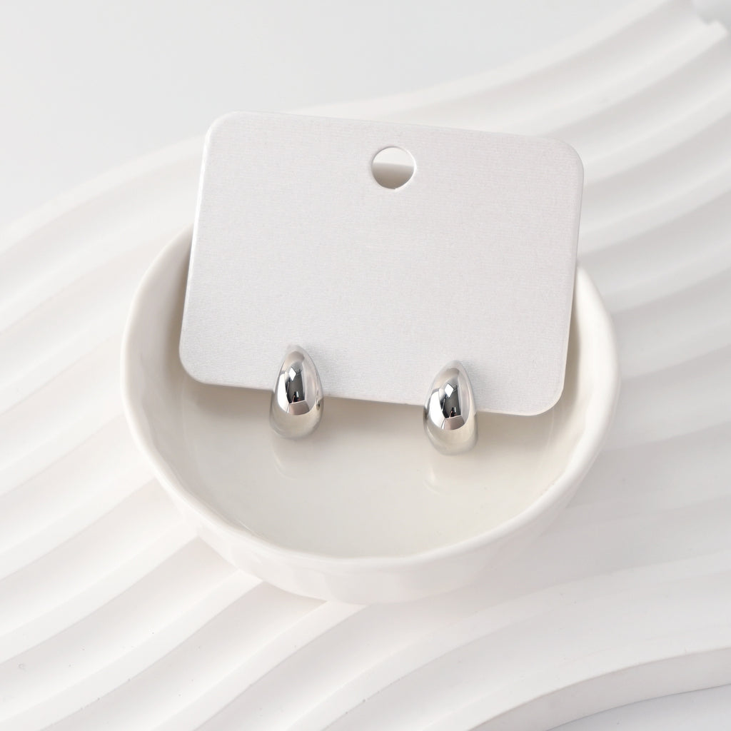 C Shape Earrings | Rhodium Plated, Post Earring, S925 Sterling Silver Ear Pin, Finished Earring