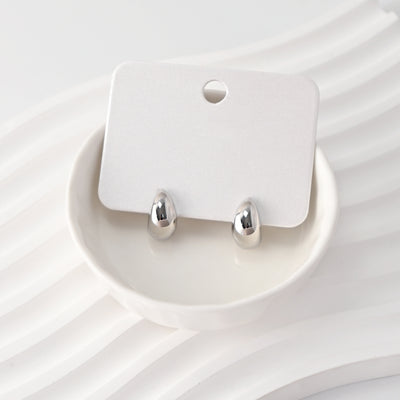 C Shape Earrings | Rhodium Plated, Post Earring, S925 Sterling Silver Ear Pin, Finished Earring