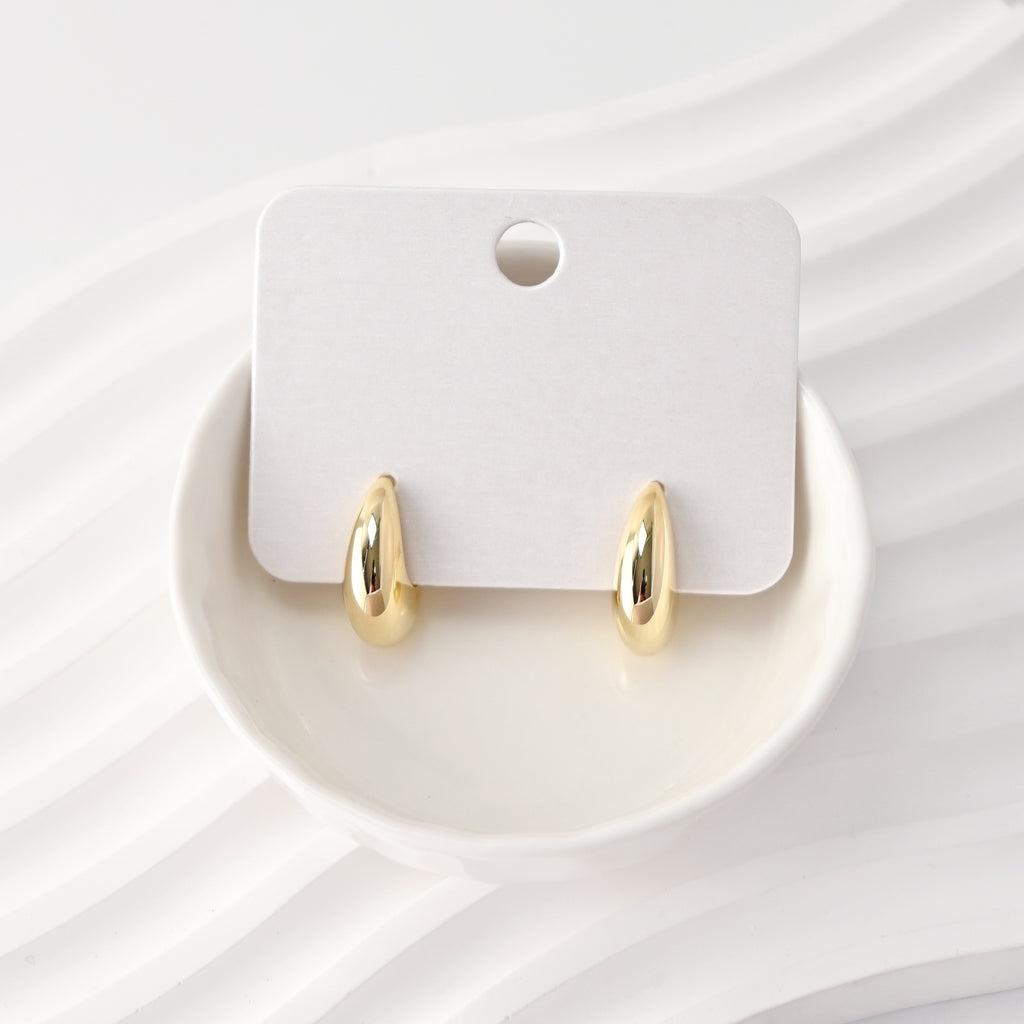 C Shape Earrings | 18K Gold Plated， S925 Sterling Silver Ear Pin, Finished Earring
