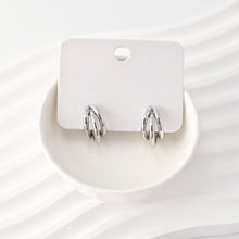 Load image into Gallery viewer, C Shape Earrings | Rhodium Plated,  Pleated Post Earring, S925 Sterling Silver Ear Pin, Finished Earring