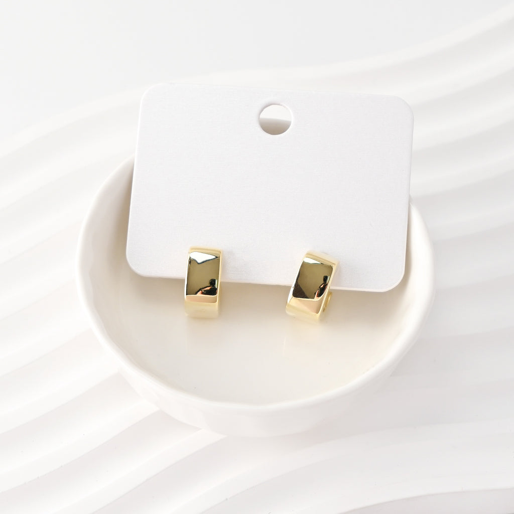 C Shape Earrings | 18K Gold Plated， S925 Sterling Silver Ear Pin, Finished Earring
