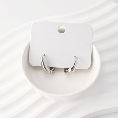 Rhodium Plated Hoop Earrings, Silver Color Oval Hoops,Hoop Earrings | Finished Earrings