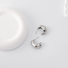Load image into Gallery viewer, C Shape Earrings | Rhodium Plated, Post Earring, S925 Sterling Silver Ear Pin, Finished Earring