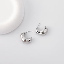 Load image into Gallery viewer, C Shape Earrings | Rhodium Plated, Post Earring, S925 Sterling Silver Ear Pin, Finished Earring