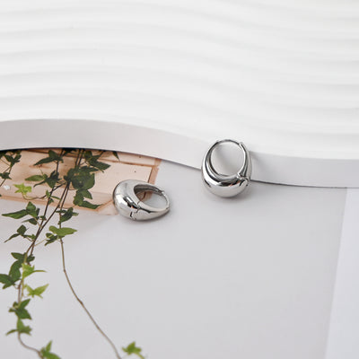 Rhodium Plated Hoop Earrings, Silver Color Oval Hoops,Hoop Earrings | Finished Earrings