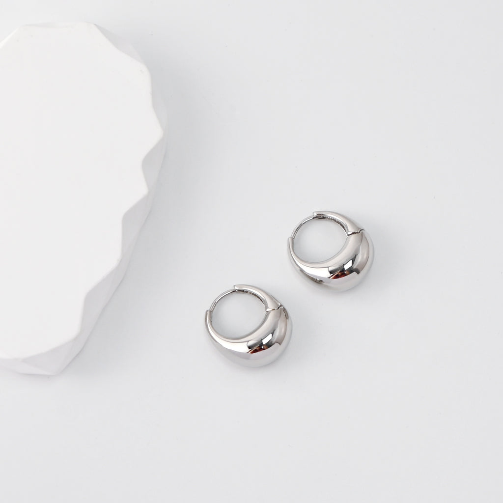 Rhodium Plated Hoop Earrings, Silver Color Oval Hoops,Hoop Earrings | Finished Earrings