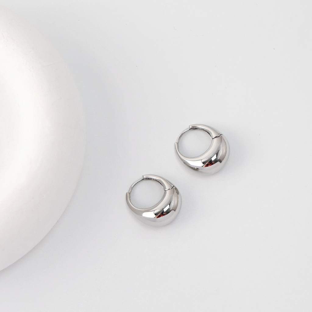 Rhodium Plated Hoop Earrings, Silver Color Oval Hoops,Hoop Earrings | Finished Earrings