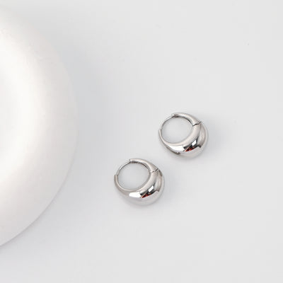 Rhodium Plated Hoop Earrings, Silver Color Oval Hoops,Hoop Earrings | Finished Earrings