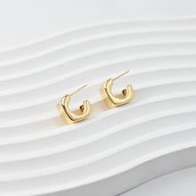 Load image into Gallery viewer, C Shape Earrings | 18K Gold Plated， S925 Sterling Silver Ear Pin, Finished Earring