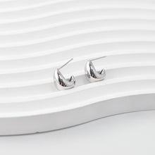 Load image into Gallery viewer, C Shape Earrings | Rhodium Plated, Post Earring, S925 Sterling Silver Ear Pin, Finished Earring