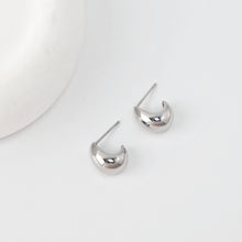 Load image into Gallery viewer, C Shape Earrings | Rhodium Plated, Post Earring, S925 Sterling Silver Ear Pin, Finished Earring