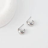 C Shape Earrings | Rhodium Plated, Post Earring, S925 Sterling Silver Ear Pin, Finished Earring