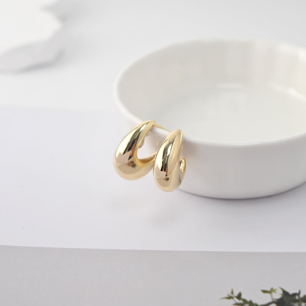 C Shape Earrings | 18K Gold Plated， S925 Sterling Silver Ear Pin, Finished Earring