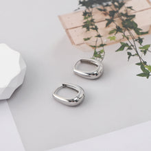 Load image into Gallery viewer, Rhodium Plated Hoop Earrings, Silver Color Oval Hoops,Hoop Earrings | Finished Earrings