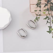 Load image into Gallery viewer, Rhodium Plated Hoop Earrings, Silver Color Oval Hoops,Hoop Earrings | Finished Earrings