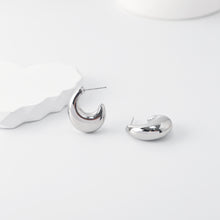 Load image into Gallery viewer, C Shape Earrings | Rhodium Plated, Post Earring, S925 Sterling Silver Ear Pin, Finished Earring