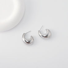 Load image into Gallery viewer, C Shape Earrings | Rhodium Plated, Post Earring, S925 Sterling Silver Ear Pin, Finished Earring