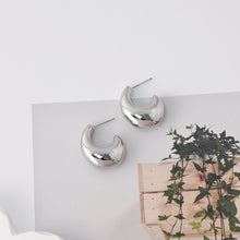 Load image into Gallery viewer, C Shape Earrings | Rhodium Plated, Post Earring, S925 Sterling Silver Ear Pin, Finished Earring