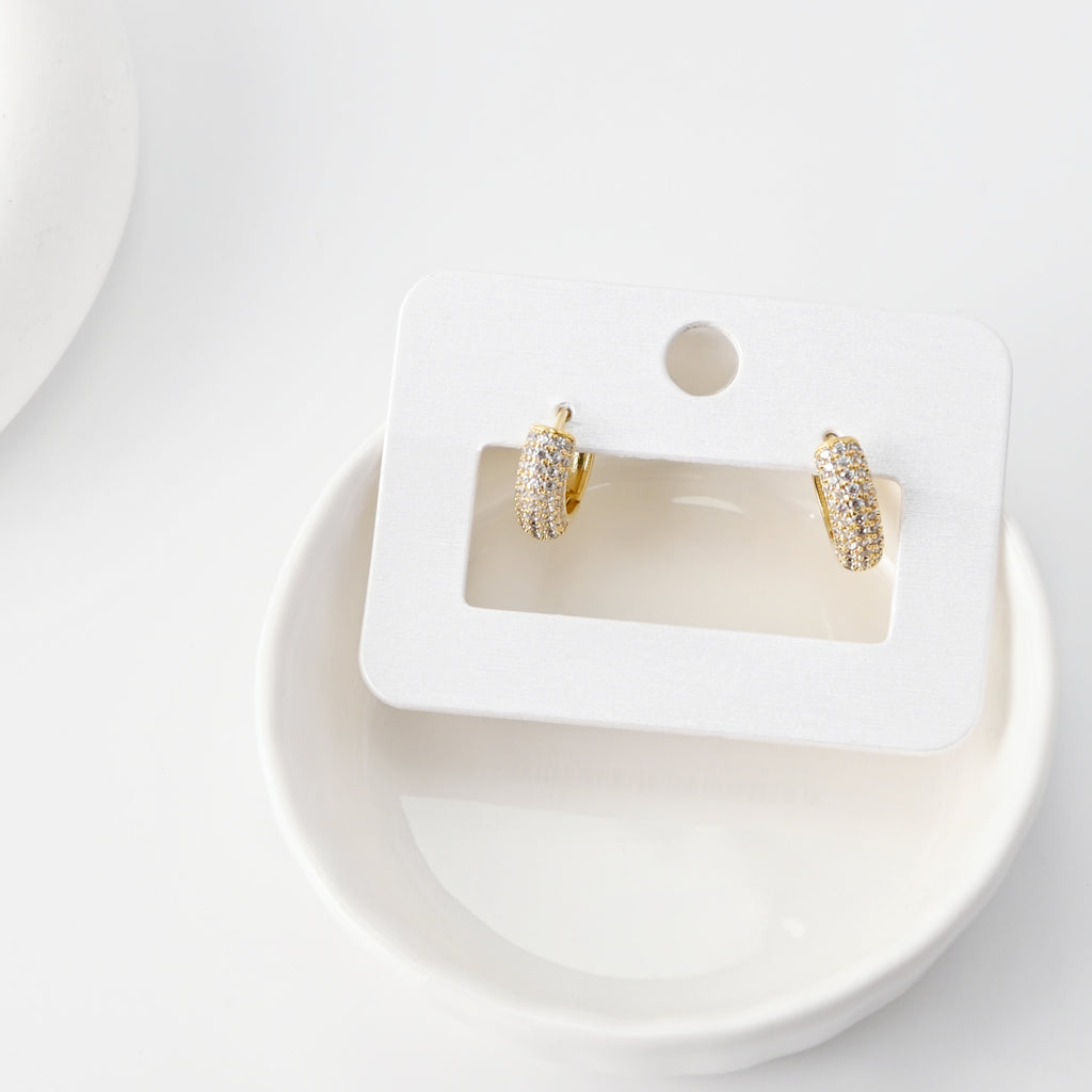 18K Gold-Plated Hoop Earrings, CZ Pave Round Hoops, Hoop Earrings | Finished Earrings