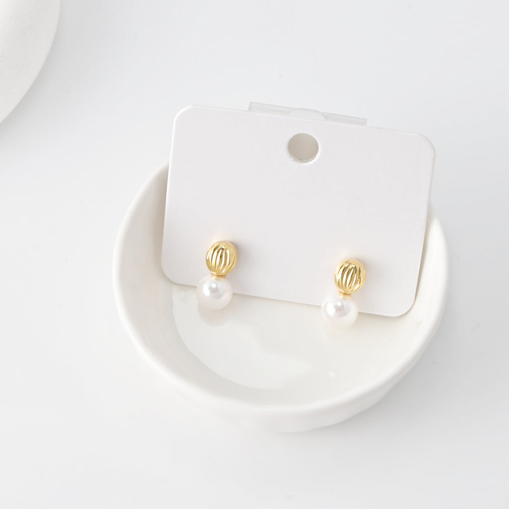 Stud Earrings | ABS Pearl, 18K Gold Plated, S925 Silver Ear Pin, Finished Earring